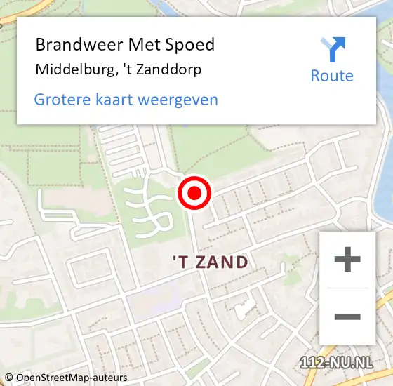 Locatie op kaart van de 112 melding: Brandweer Met Spoed Naar Middelburg, 't Zanddorp op 5 januari 2023 17:03