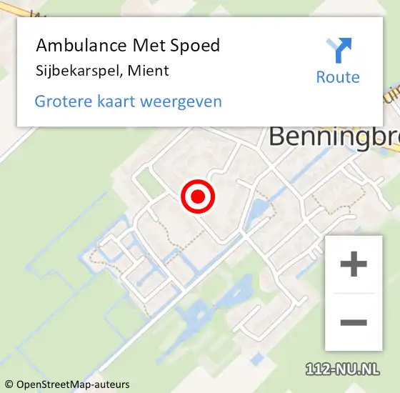 Locatie op kaart van de 112 melding: Ambulance Met Spoed Naar Sijbekarspel, Mient op 5 januari 2023 17:06