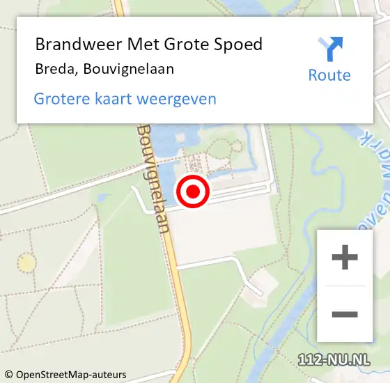 Locatie op kaart van de 112 melding: Brandweer Met Grote Spoed Naar Breda, Bouvignelaan op 5 januari 2023 17:23