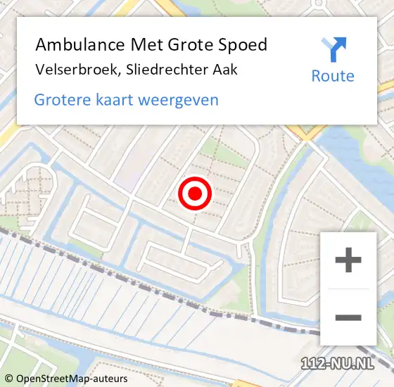 Locatie op kaart van de 112 melding: Ambulance Met Grote Spoed Naar Velserbroek, Sliedrechter Aak op 5 januari 2023 17:27