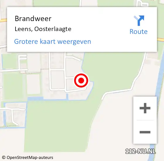 Locatie op kaart van de 112 melding: Brandweer Leens, Oosterlaagte op 5 januari 2023 17:30
