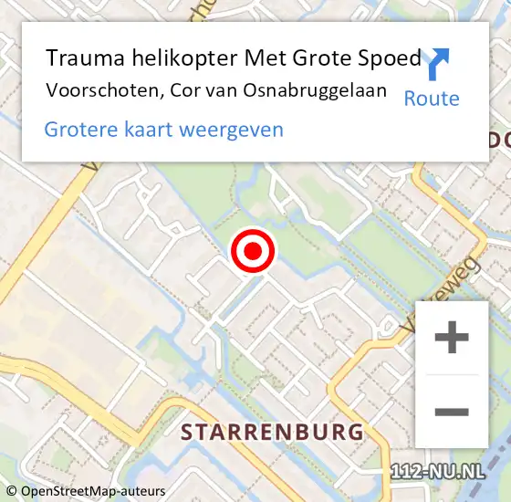 Locatie op kaart van de 112 melding: Trauma helikopter Met Grote Spoed Naar Voorschoten, Cor van Osnabruggelaan op 5 januari 2023 17:31