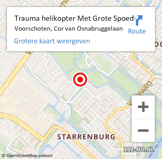 Locatie op kaart van de 112 melding: Trauma helikopter Met Grote Spoed Naar Voorschoten, Cor van Osnabruggelaan op 5 januari 2023 17:33