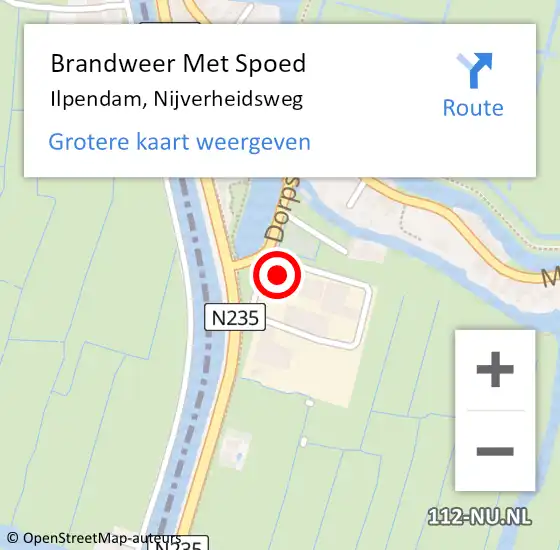 Locatie op kaart van de 112 melding: Brandweer Met Spoed Naar Ilpendam, Nijverheidsweg op 5 januari 2023 17:37