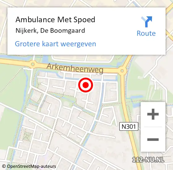 Locatie op kaart van de 112 melding: Ambulance Met Spoed Naar Nijkerk, De Boomgaard op 5 januari 2023 17:43