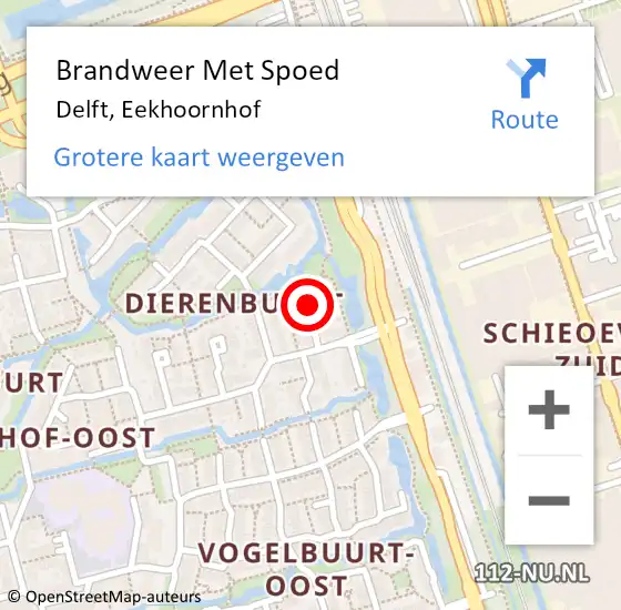 Locatie op kaart van de 112 melding: Brandweer Met Spoed Naar Delft, Eekhoornhof op 5 januari 2023 17:56