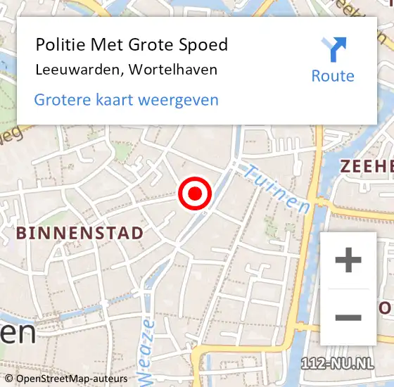 Locatie op kaart van de 112 melding: Politie Met Grote Spoed Naar Leeuwarden, Wortelhaven op 5 januari 2023 18:25