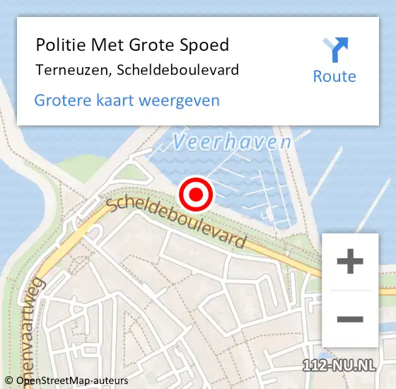 Locatie op kaart van de 112 melding: Politie Met Grote Spoed Naar Terneuzen, Scheldeboulevard op 5 januari 2023 18:45