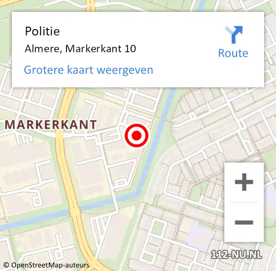 Locatie op kaart van de 112 melding: Politie Almere, Markerkant 10 op 5 januari 2023 18:51