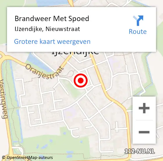 Locatie op kaart van de 112 melding: Brandweer Met Spoed Naar IJzendijke, Nieuwstraat op 5 januari 2023 18:55