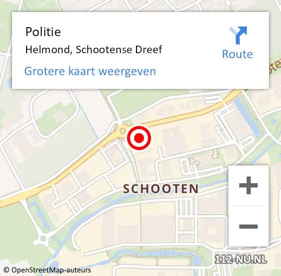 Locatie op kaart van de 112 melding: Politie Helmond, Schootense Dreef op 5 januari 2023 18:55