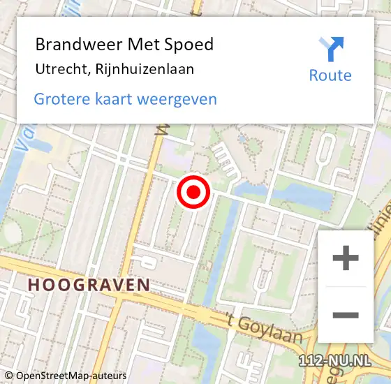 Locatie op kaart van de 112 melding: Brandweer Met Spoed Naar Utrecht, Rijnhuizenlaan op 5 januari 2023 19:04