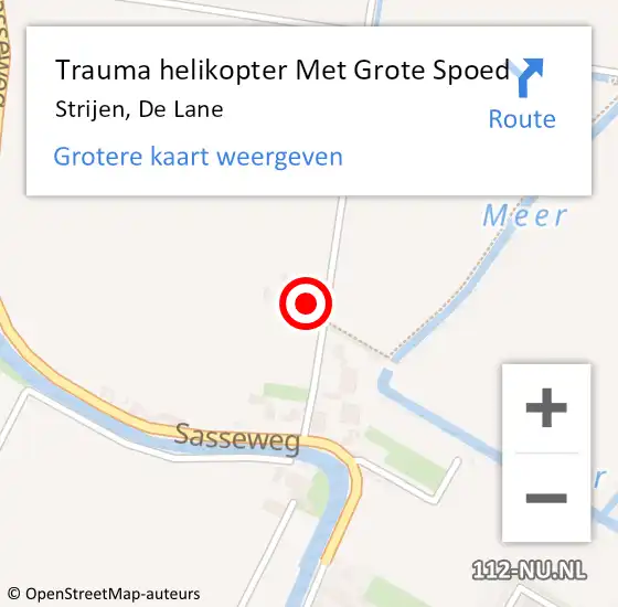 Locatie op kaart van de 112 melding: Trauma helikopter Met Grote Spoed Naar Strijen, De Lane op 5 januari 2023 19:37