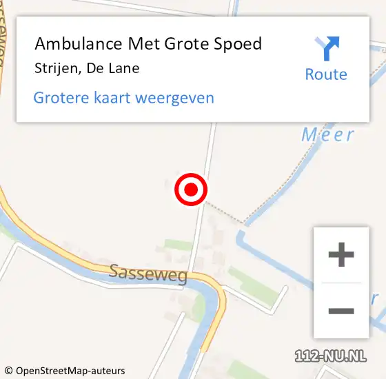 Locatie op kaart van de 112 melding: Ambulance Met Grote Spoed Naar Strijen, De Lane op 5 januari 2023 19:37