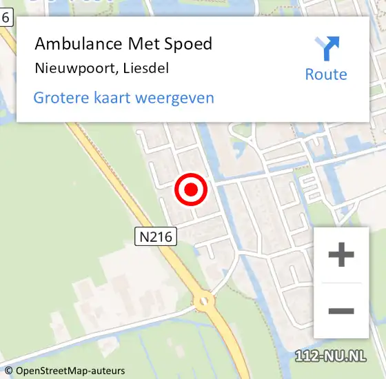 Locatie op kaart van de 112 melding: Ambulance Met Spoed Naar Nieuwpoort, Liesdel op 5 januari 2023 19:51