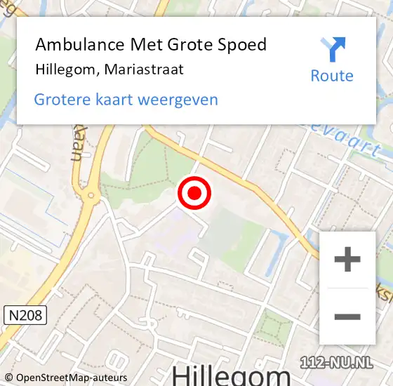 Locatie op kaart van de 112 melding: Ambulance Met Grote Spoed Naar Hillegom, Mariastraat op 5 januari 2023 19:56