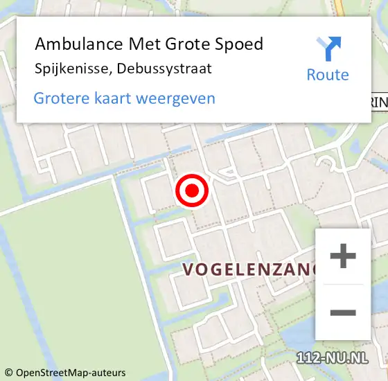 Locatie op kaart van de 112 melding: Ambulance Met Grote Spoed Naar Spijkenisse, Debussystraat op 5 januari 2023 20:25