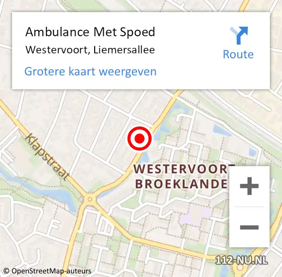 Locatie op kaart van de 112 melding: Ambulance Met Spoed Naar Westervoort, Liemersallee op 5 januari 2023 21:04