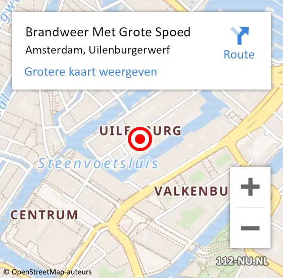 Locatie op kaart van de 112 melding: Brandweer Met Grote Spoed Naar Amsterdam, Uilenburgerwerf op 5 januari 2023 21:57