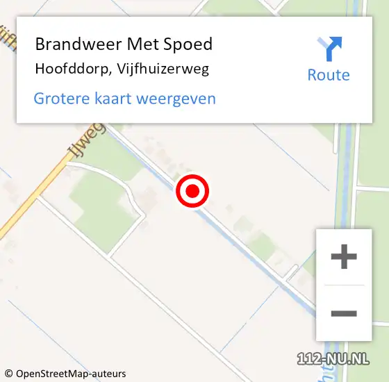 Locatie op kaart van de 112 melding: Brandweer Met Spoed Naar Hoofddorp, Vijfhuizerweg op 5 januari 2023 21:58