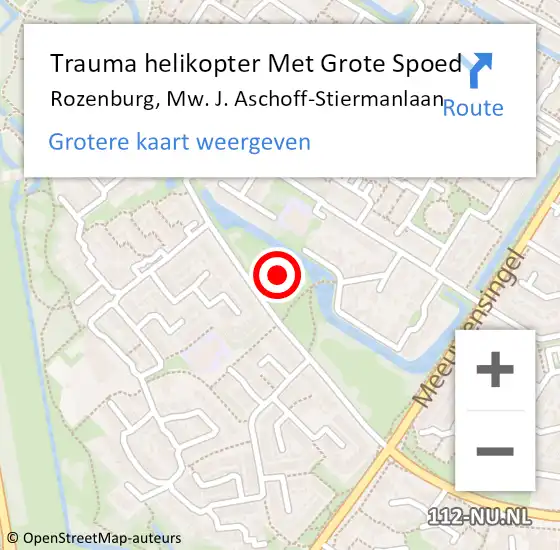 Locatie op kaart van de 112 melding: Trauma helikopter Met Grote Spoed Naar Rozenburg, Mw. J. Aschoff-Stiermanlaan op 5 januari 2023 22:14