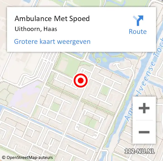 Locatie op kaart van de 112 melding: Ambulance Met Spoed Naar Uithoorn, Haas op 5 januari 2023 22:16