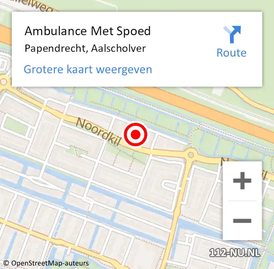 Locatie op kaart van de 112 melding: Ambulance Met Spoed Naar Papendrecht, Aalscholver op 5 januari 2023 22:30