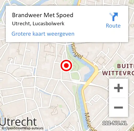 Locatie op kaart van de 112 melding: Brandweer Met Spoed Naar Utrecht, Lucasbolwerk op 5 januari 2023 22:43