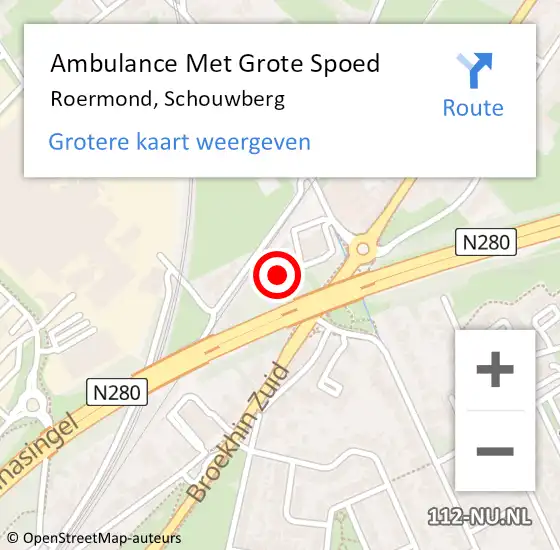 Locatie op kaart van de 112 melding: Ambulance Met Grote Spoed Naar Roermond, Schouwberg op 5 januari 2023 22:47