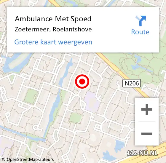 Locatie op kaart van de 112 melding: Ambulance Met Spoed Naar Zoetermeer, Roelantshove op 5 januari 2023 23:16