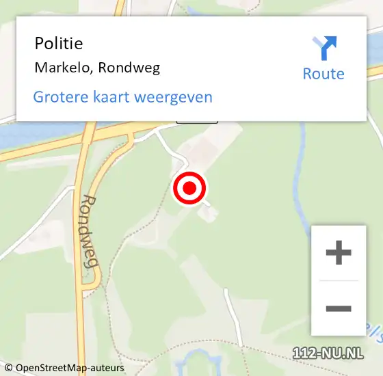 Locatie op kaart van de 112 melding: Politie Markelo, Rondweg op 5 januari 2023 23:28