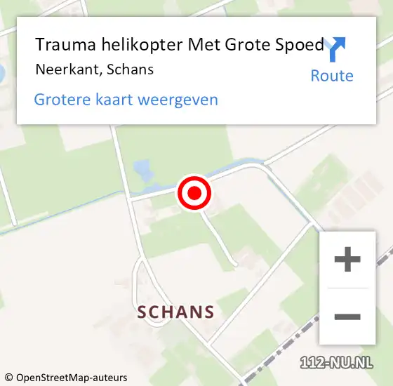 Locatie op kaart van de 112 melding: Trauma helikopter Met Grote Spoed Naar Neerkant, Schans op 5 januari 2023 23:56
