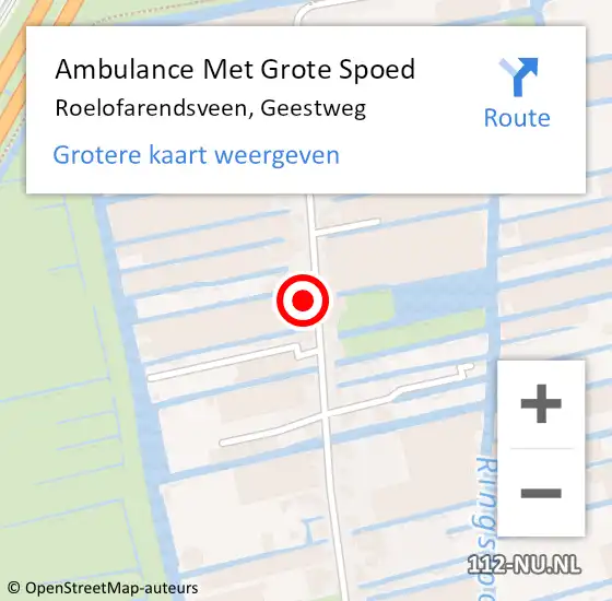 Locatie op kaart van de 112 melding: Ambulance Met Grote Spoed Naar Roelofarendsveen, Geestweg op 6 januari 2023 00:10