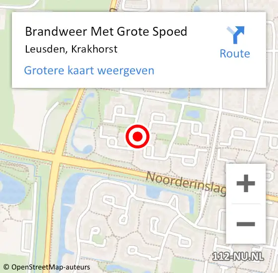 Locatie op kaart van de 112 melding: Brandweer Met Grote Spoed Naar Leusden, Krakhorst op 6 januari 2023 00:13