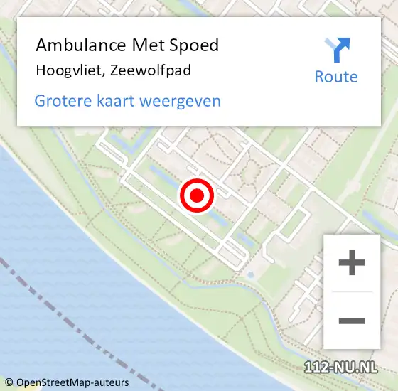 Locatie op kaart van de 112 melding: Ambulance Met Spoed Naar Hoogvliet, Zeewolfpad op 6 januari 2023 00:21