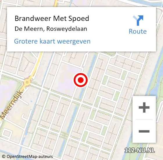 Locatie op kaart van de 112 melding: Brandweer Met Spoed Naar De Meern, Rosweydelaan op 6 januari 2023 00:59