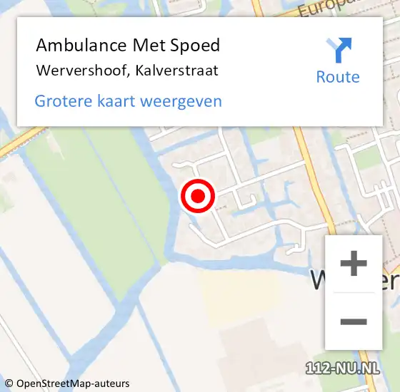 Locatie op kaart van de 112 melding: Ambulance Met Spoed Naar Wervershoof, Kalverstraat op 6 januari 2023 01:02