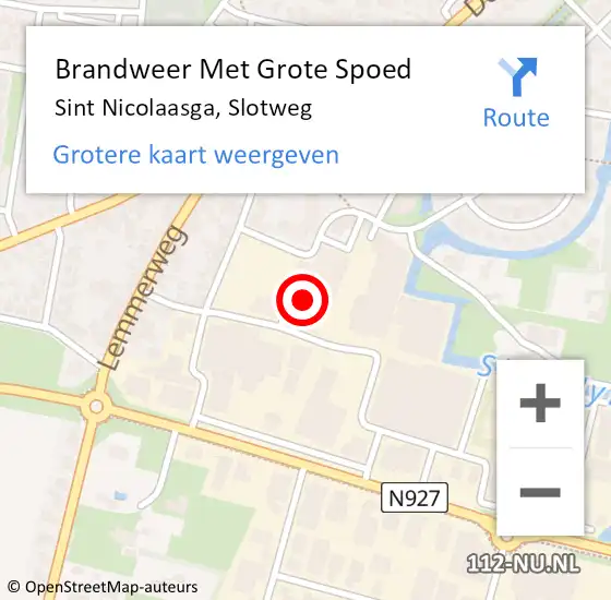 Locatie op kaart van de 112 melding: Brandweer Met Grote Spoed Naar Sint Nicolaasga, Slotweg op 6 januari 2023 01:11