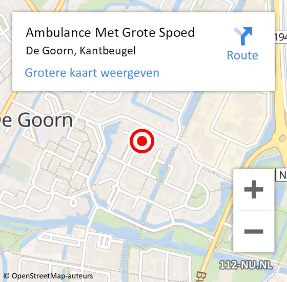 Locatie op kaart van de 112 melding: Ambulance Met Grote Spoed Naar De Goorn, Kantbeugel op 6 januari 2023 01:24