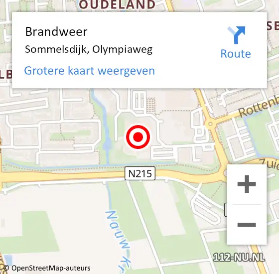 Locatie op kaart van de 112 melding: Brandweer Sommelsdijk, Olympiaweg op 11 augustus 2014 09:59