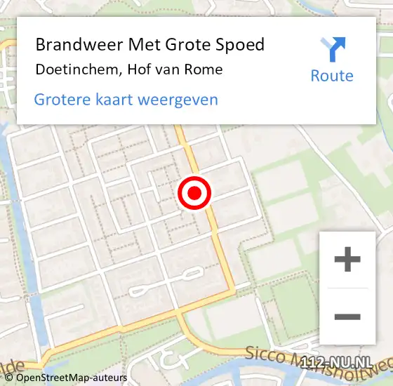 Locatie op kaart van de 112 melding: Brandweer Met Grote Spoed Naar Doetinchem, Hof van Rome op 6 januari 2023 02:52