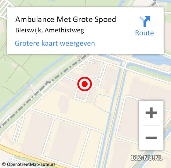 Locatie op kaart van de 112 melding: Ambulance Met Grote Spoed Naar Bleiswijk, Amethistweg op 11 augustus 2014 10:03