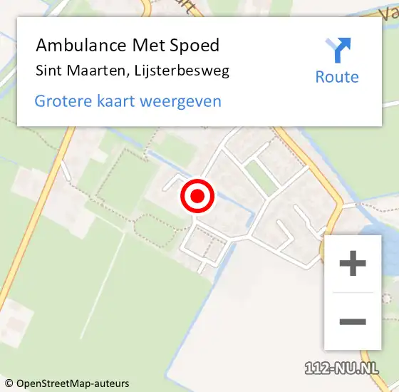 Locatie op kaart van de 112 melding: Ambulance Met Spoed Naar Sint Maarten, Lijsterbesweg op 6 januari 2023 03:24