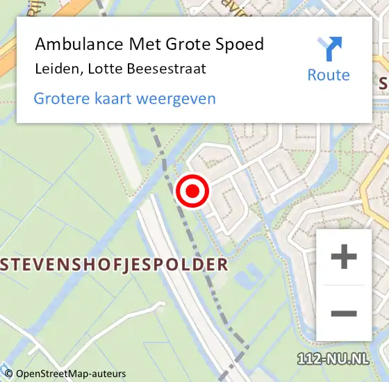 Locatie op kaart van de 112 melding: Ambulance Met Grote Spoed Naar Leiden, Lotte Beesestraat op 6 januari 2023 03:39