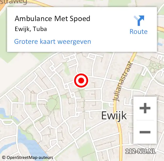 Locatie op kaart van de 112 melding: Ambulance Met Spoed Naar Ewijk, Tuba op 6 januari 2023 04:19