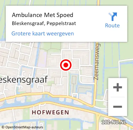 Locatie op kaart van de 112 melding: Ambulance Met Spoed Naar Bleskensgraaf, Peppelstraat op 6 januari 2023 04:51