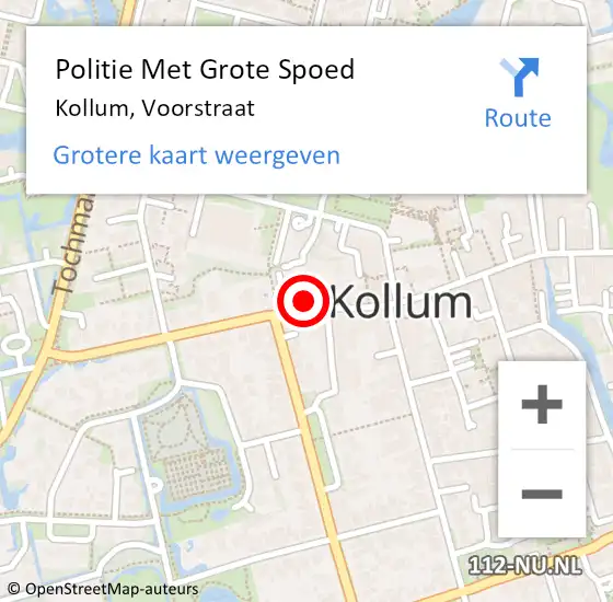 Locatie op kaart van de 112 melding: Politie Met Grote Spoed Naar Kollum, Voorstraat op 6 januari 2023 07:56