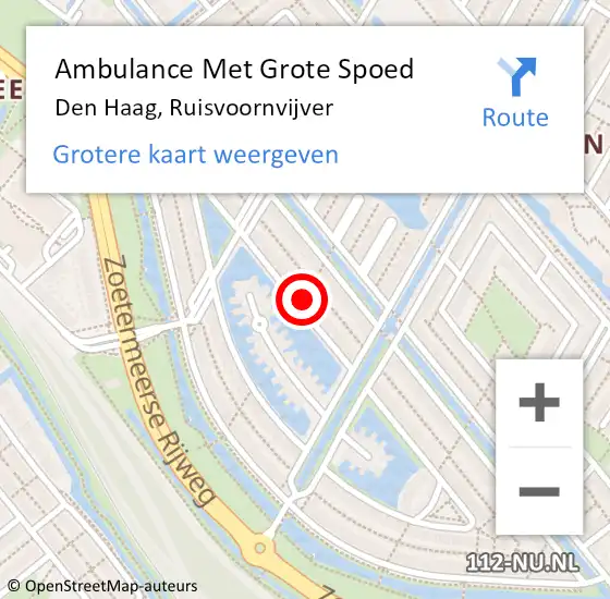 Locatie op kaart van de 112 melding: Ambulance Met Grote Spoed Naar Den Haag, Ruisvoornvijver op 6 januari 2023 08:32