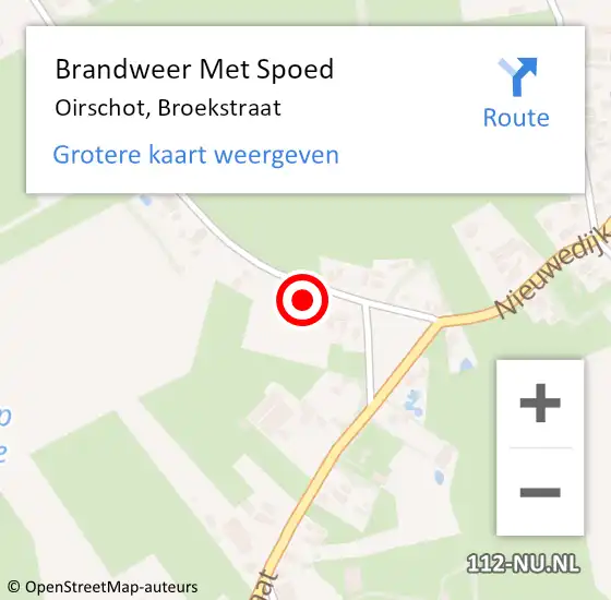 Locatie op kaart van de 112 melding: Brandweer Met Spoed Naar Oirschot, Broekstraat op 6 januari 2023 08:42