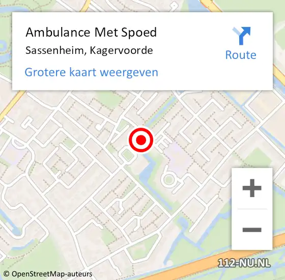 Locatie op kaart van de 112 melding: Ambulance Met Spoed Naar Sassenheim, Kagervoorde op 6 januari 2023 09:06